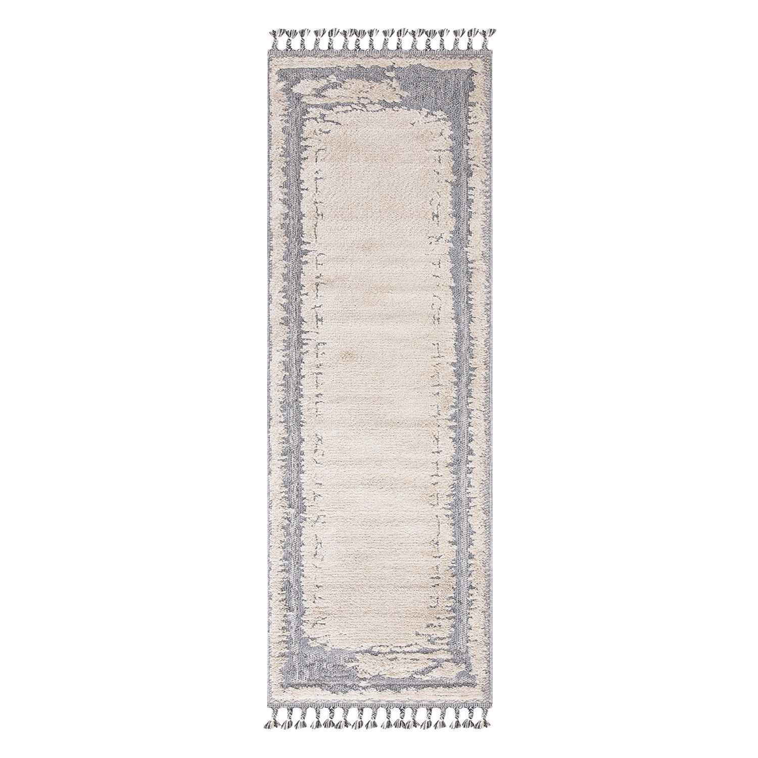 KURZFLOR-TEPPICH Valencia 908 Creme/ Graublau 80x300 cm - Blau/Creme, Textil (80/300cm) - carpet city
