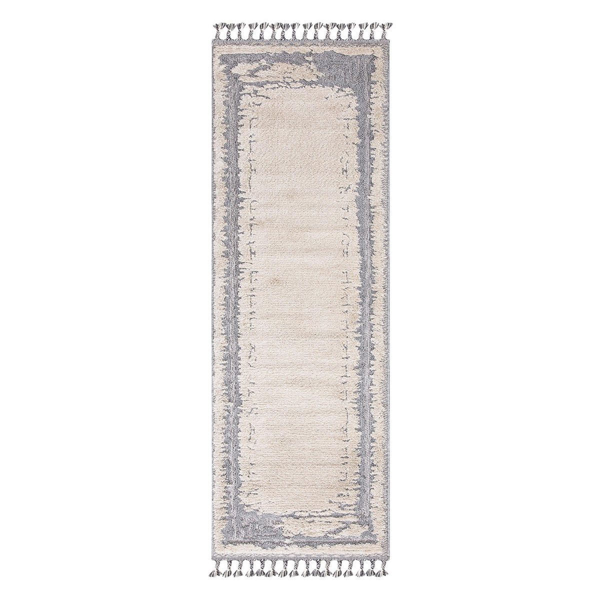 KURZFLOR-TEPPICH Valencia 908 Creme/ Graublau 80x300 cm - Blau/Creme, Textil (80/300cm) - carpet city