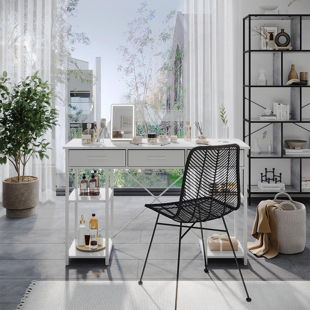 SCHMINKTISCH Chino Weiß 120 cm mit Schubladen - Weiß, Holzwerkstoff (40/120/78cm) - Vicco