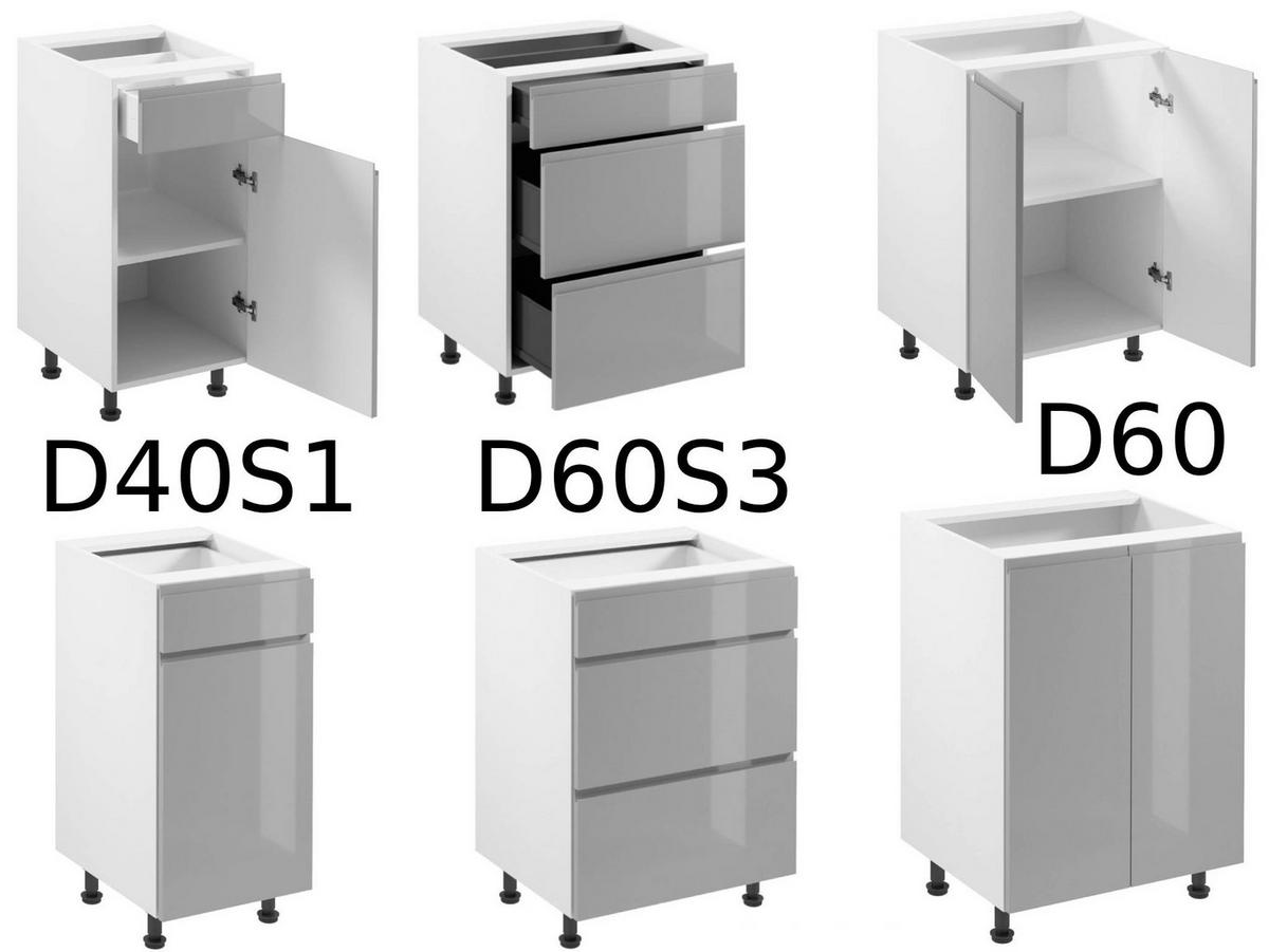 WINKELKÜCHE 320 cm x 280 x 260 cm - Aspen KA17-M320 - in Grau/Hochglanz - Grau, Holz (860/212/58cm)
