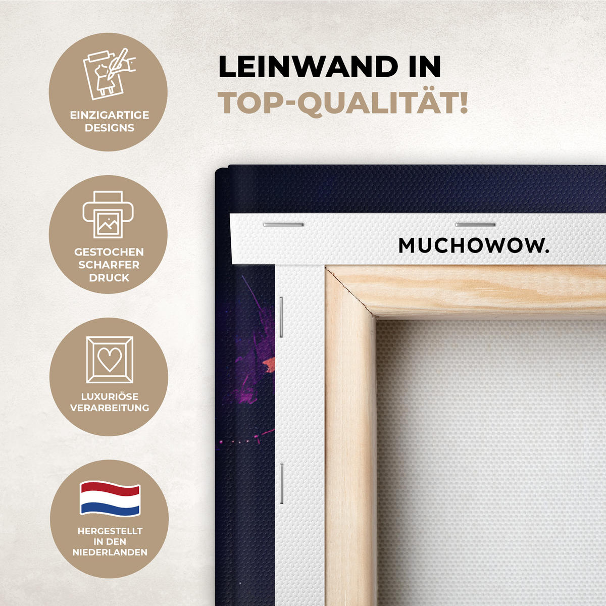 LEINWANDBILD Weltkarte - Bunt - Graffiti Wanddeko 90x60 cm - Multicolor, Textil (90/60cm) - MuchoWow