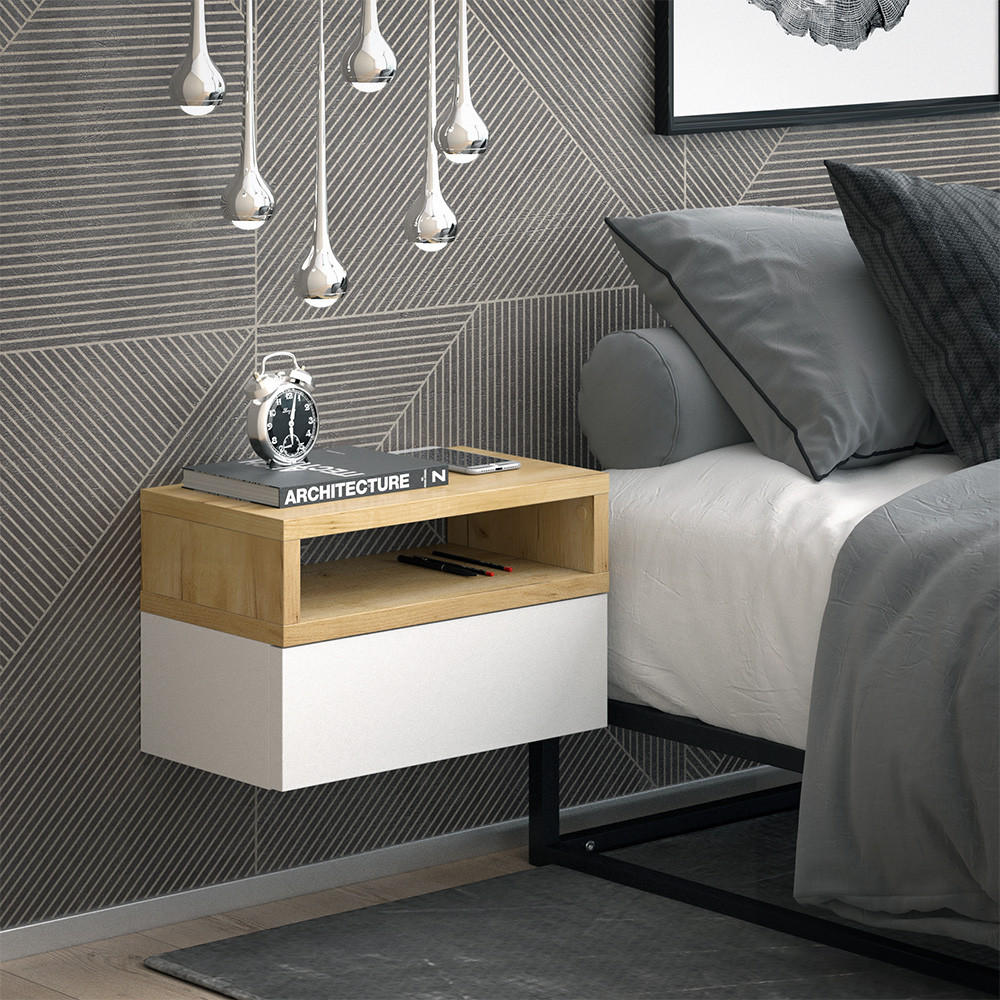 NACHTTISCH Urbano Braun 45 x 28 cm - Braun/Weiß, Holzwerkstoff (45/28/25.3cm) - Vicco