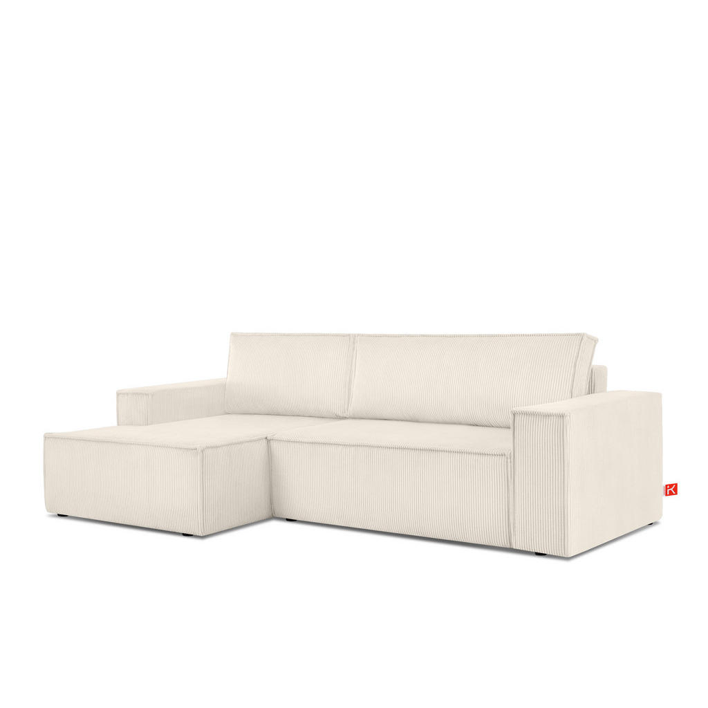 Thumbnail - Konsimo® Eckschlafsofa-Links, Weiß, Creme, Textil, L-Form,L-Form, 262x148 cm, FSC 100%, Hergestellt in Europa, Wohnzimme...
