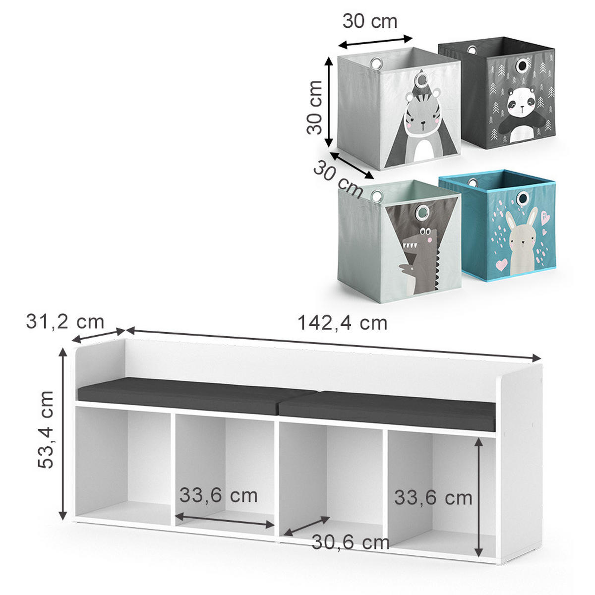 DĚTSKÁ POLICE Luigi Bílá - bílá, kompozitní dřevo (31.2/53.4/142.4cm) - Vicco