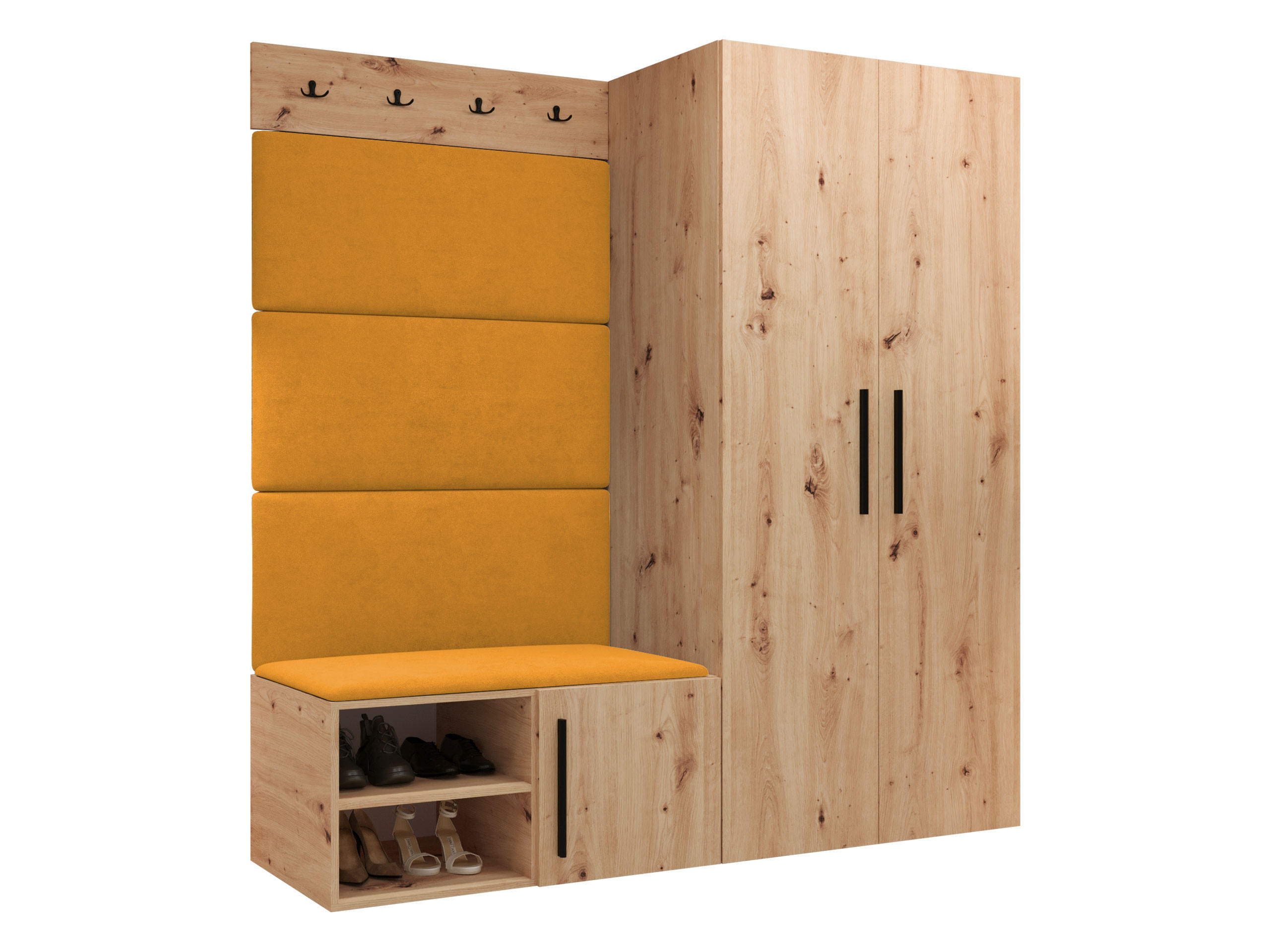 GARDEROBEN-SET Medi I - Schwarz/Orange, Holzwerkstoff/Kunststoff (80/191/50cm) - MIRJAN24