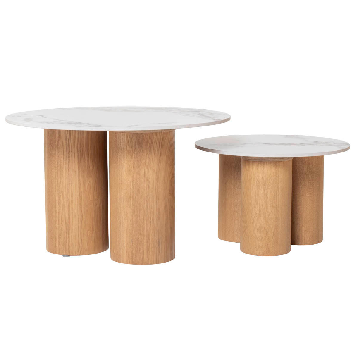 COUCHTISCH 2er-Set aus Keramik, natur - Braun, Holz (70/70/42cm) - Giga Meubel