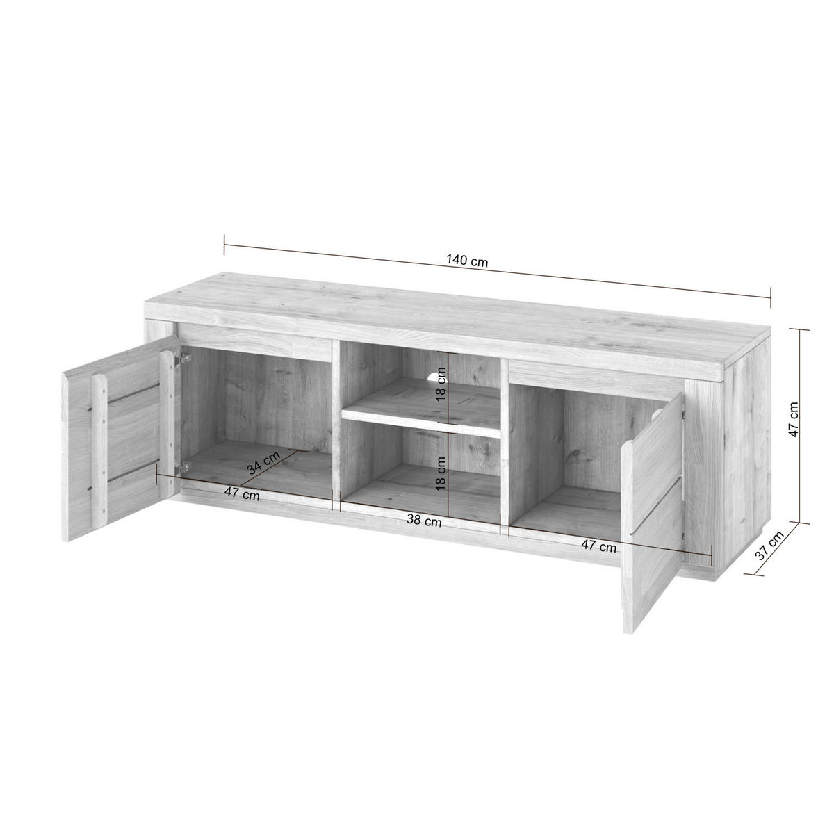 LOWBOARD Skagen - Eichefarben, Holz (37/47/140cm) - kiki design