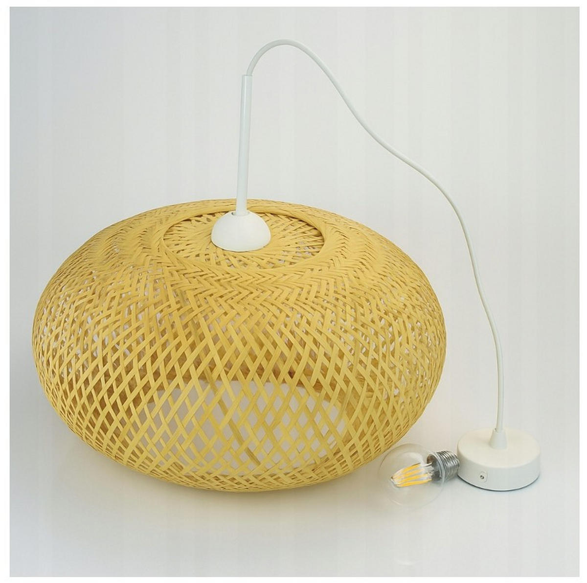 PENDELLEUCHTE BOHO - Beige/Weiß, Holz/Metall (40/40/105cm) - kiki design