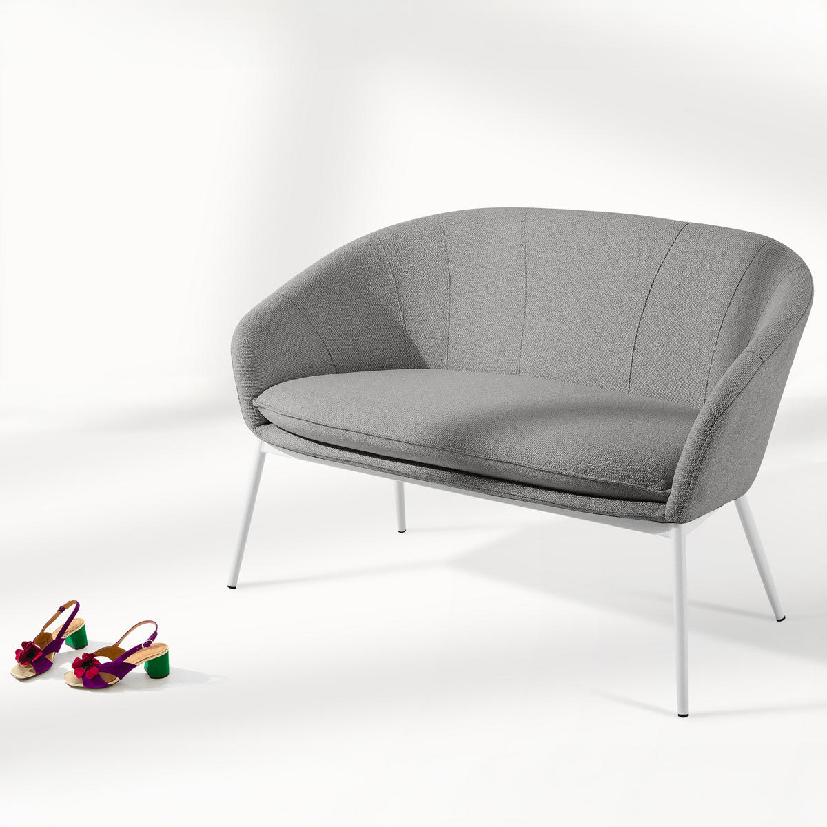 GARTENMÖBELSET SOLIS Gartenlounge-Set, grau/weiß - Grau, Textil/Metall - KONSIMO®