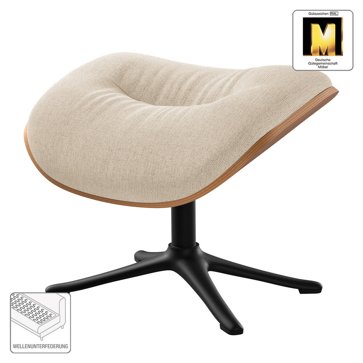 POLSTERHOCKER - Beige/Schwarz, Textil/Metall (44/39/42cm) - home24