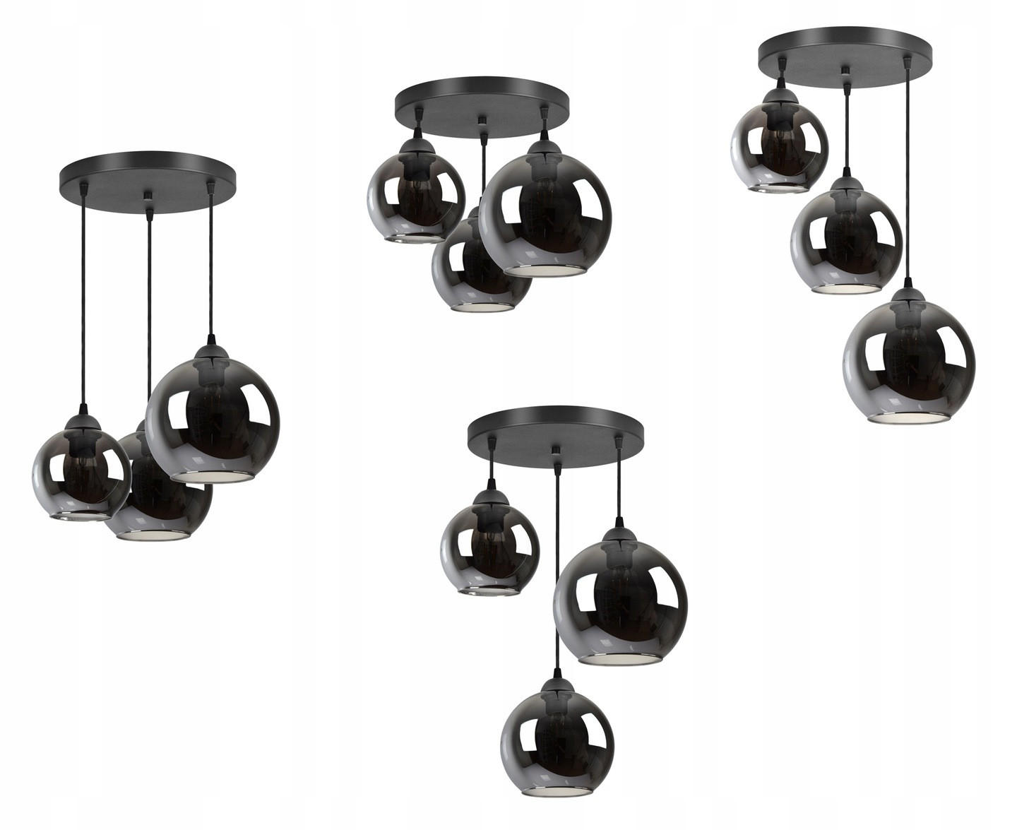 PENDELLEUCHTE HAGEN - Transparent/Anthrazit, Glas/Metall (45/45/80cm) - kiki design