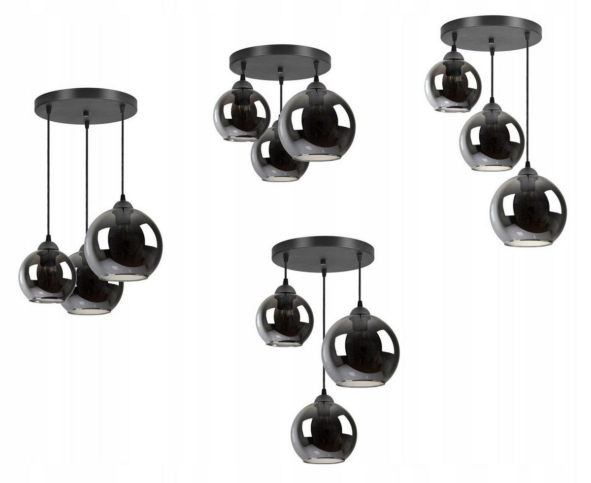 PENDELLEUCHTE HAGEN - Transparent/Anthrazit, Glas/Metall (45/45/80cm) - kiki design