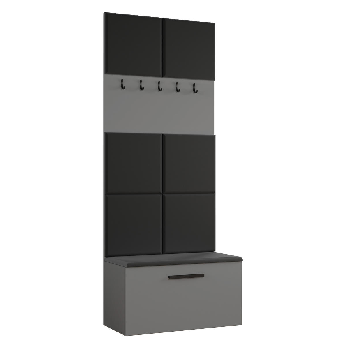 GARDEROBENSCHRANK MODULO 161,2/204/40 cm Modern Garderobe-Set Grau - Schwarz/Grau, Holzwerkstoff (161.2/204/40cm) - MASSENO