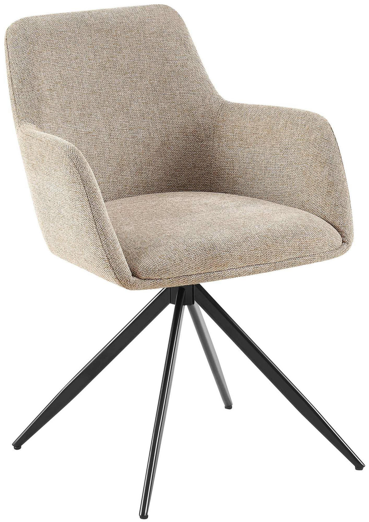 ARMLEHNENSTUHL Stoff taupe - Taupe/Schwarz, Textil/Metall (56/81/62cm) - CLP