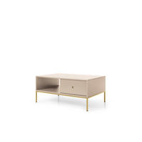 COUCHTISCH Molly Beige, Goldene Beine, Kaffeetisch mit Schubladen - Beige/Goldfarben, Holzwerkstoff/Metall (68/104/46cm) - Bettso