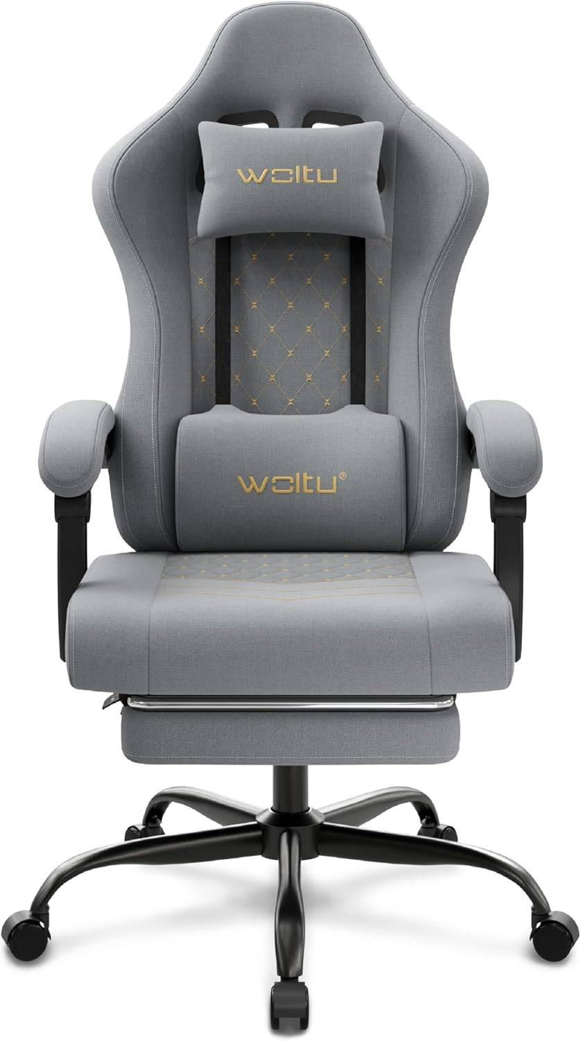 Woltu Gamingstuhl Grau, Gold 70x127x70 cm