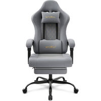 GAMINGSTUHL mit Massagefunktion, Computerstuhl Ergonomisch - Goldfarben/Schwarz, Kunststoff/Textil (70/127/70cm) - Woltu