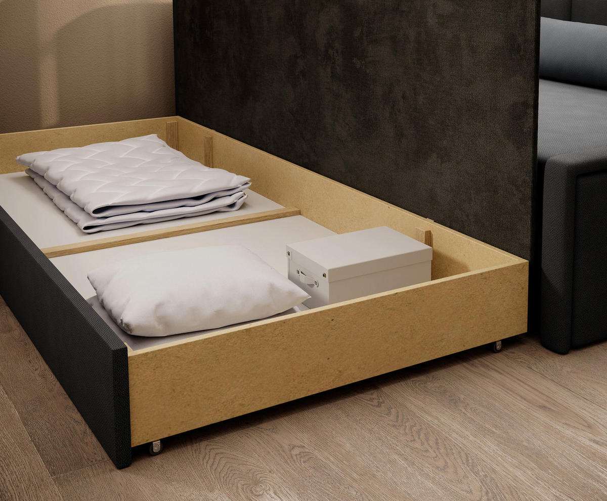 SCHLAFSOFA FULGEO mit Schlaffunktion & Bettkasten – Modernes 3-Sitzer Sofa, Liegefläche 200 x 150 cm - Grau, Kunststoff (214/82/77cm) - Wohnideebilder