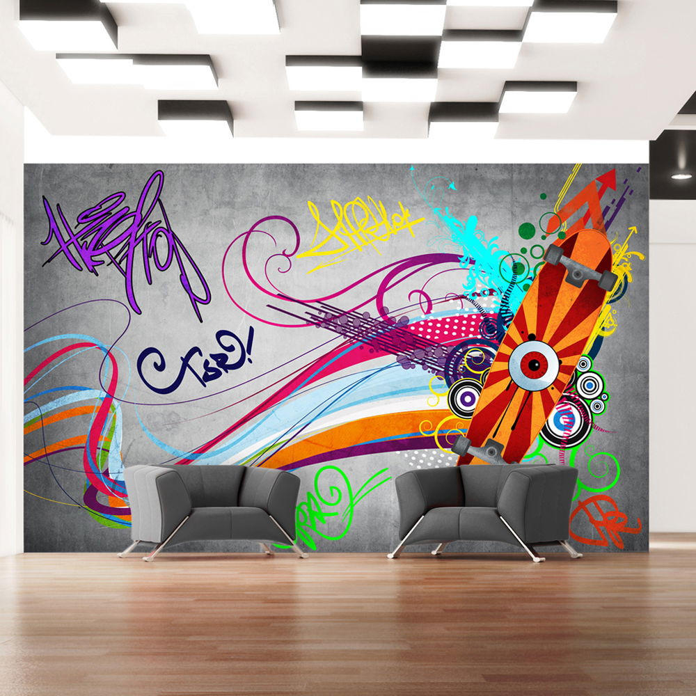 SELBSTKLEBENDE FOTOTAPETE 343/245 cm - Multicolor/Grau, Kunststoff/Textil (343/1cm) - KUNSTLOFT