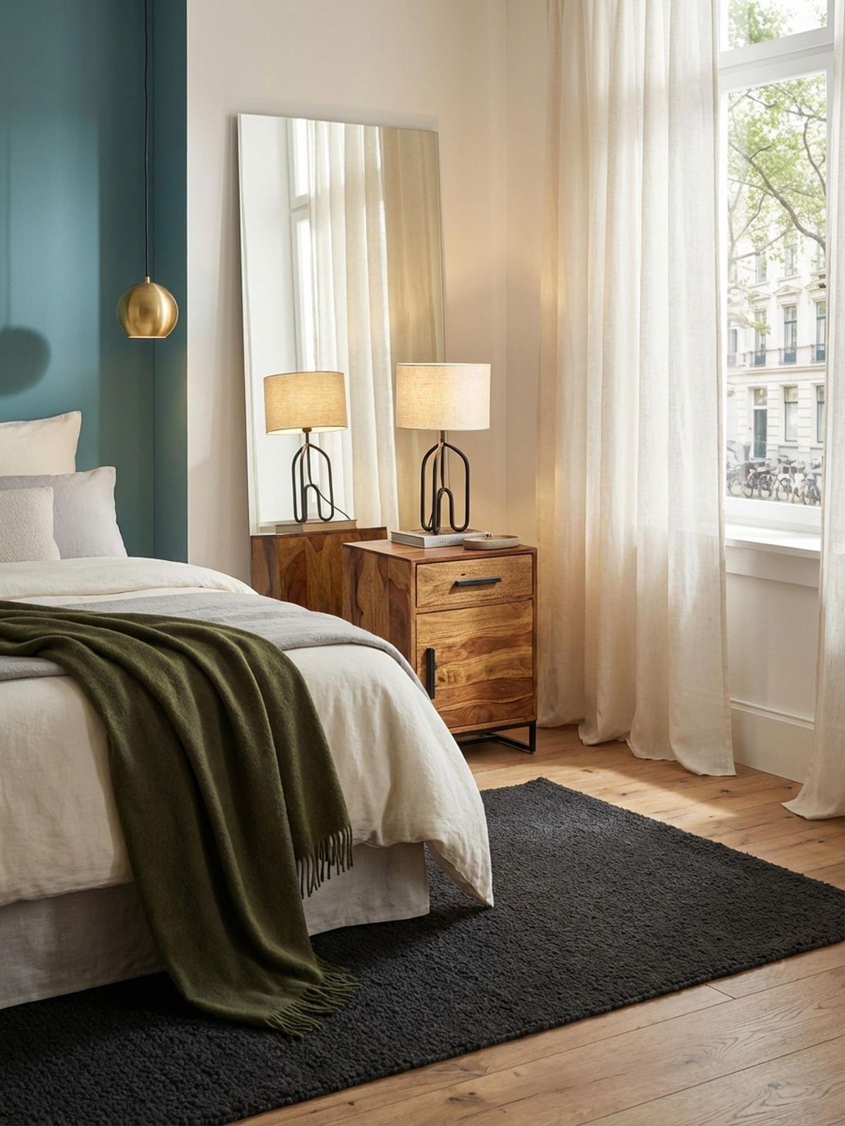 NACHTTISCH – Massivholz/Eisen, Schublade & Tür, Industrial-Stil - Schwarz/Braun, Holz/Metall (45/65/35cm) - KADIMA DESIGN