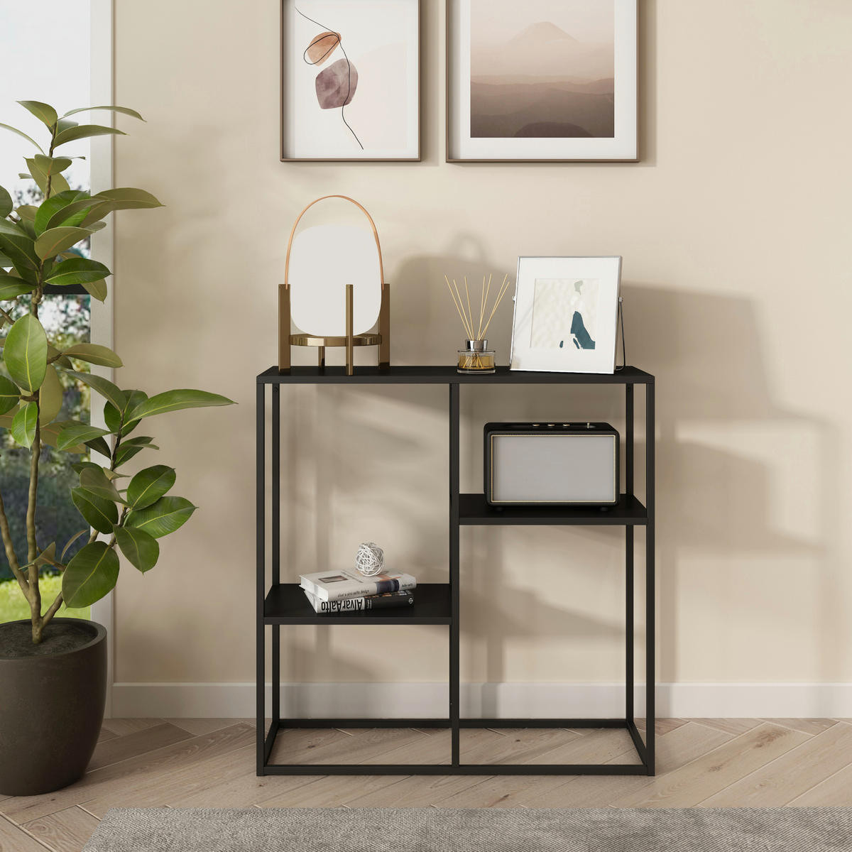 KONSOLENTISCH Strömstad - Schwarz, Metall (26/80/80cm) - [en.casa]