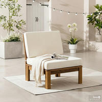 LOUNGESESSEL - Webstoff / Akazie massiv - Weiß, Holz/Textil (60/73/71cm) - home24