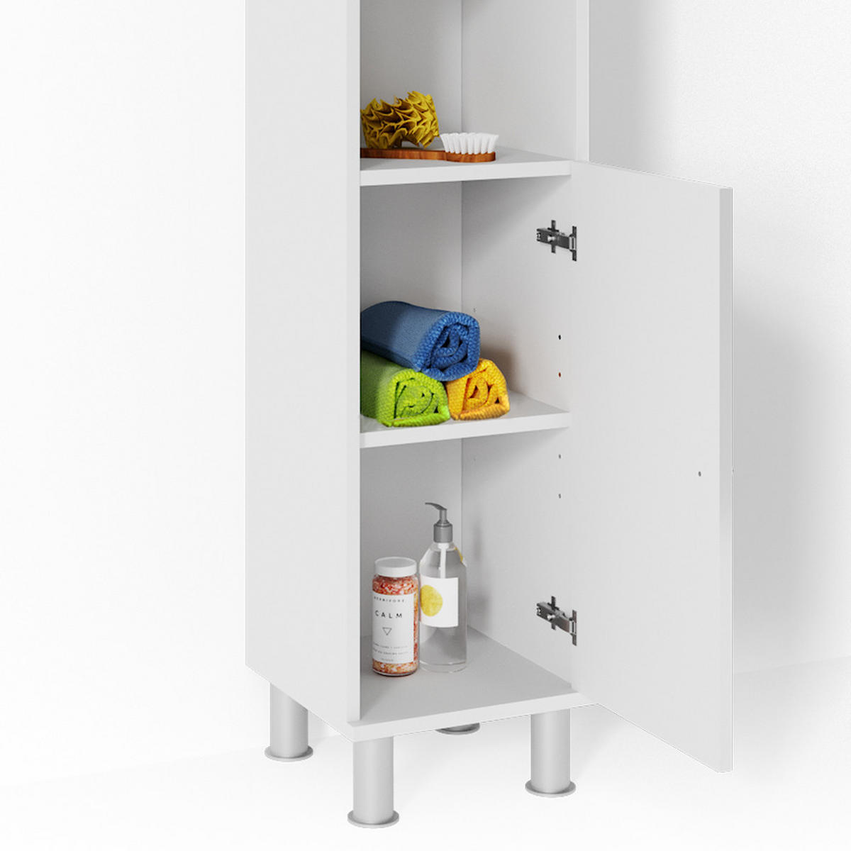 BADMÖBEL-SET Fynn Weiß Hochglanz 3 Teile, mit Hochschrank - Weiß Hochglanz/Weiß, Holzwerkstoff (60/54/32cm) - Vicco