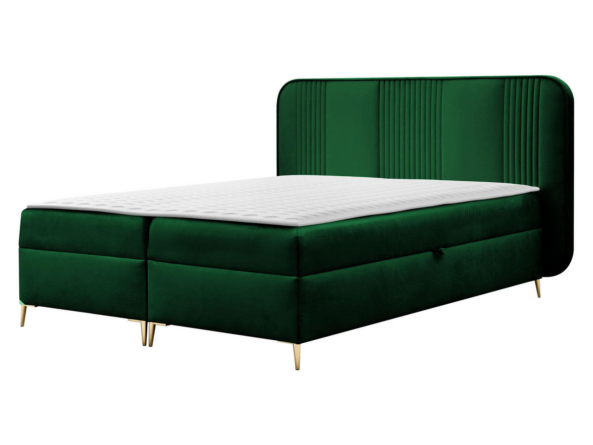 BOXBETT Fandy - Goldfarben/Grün, Holz/Textil (120/200cm) - MIRJAN24