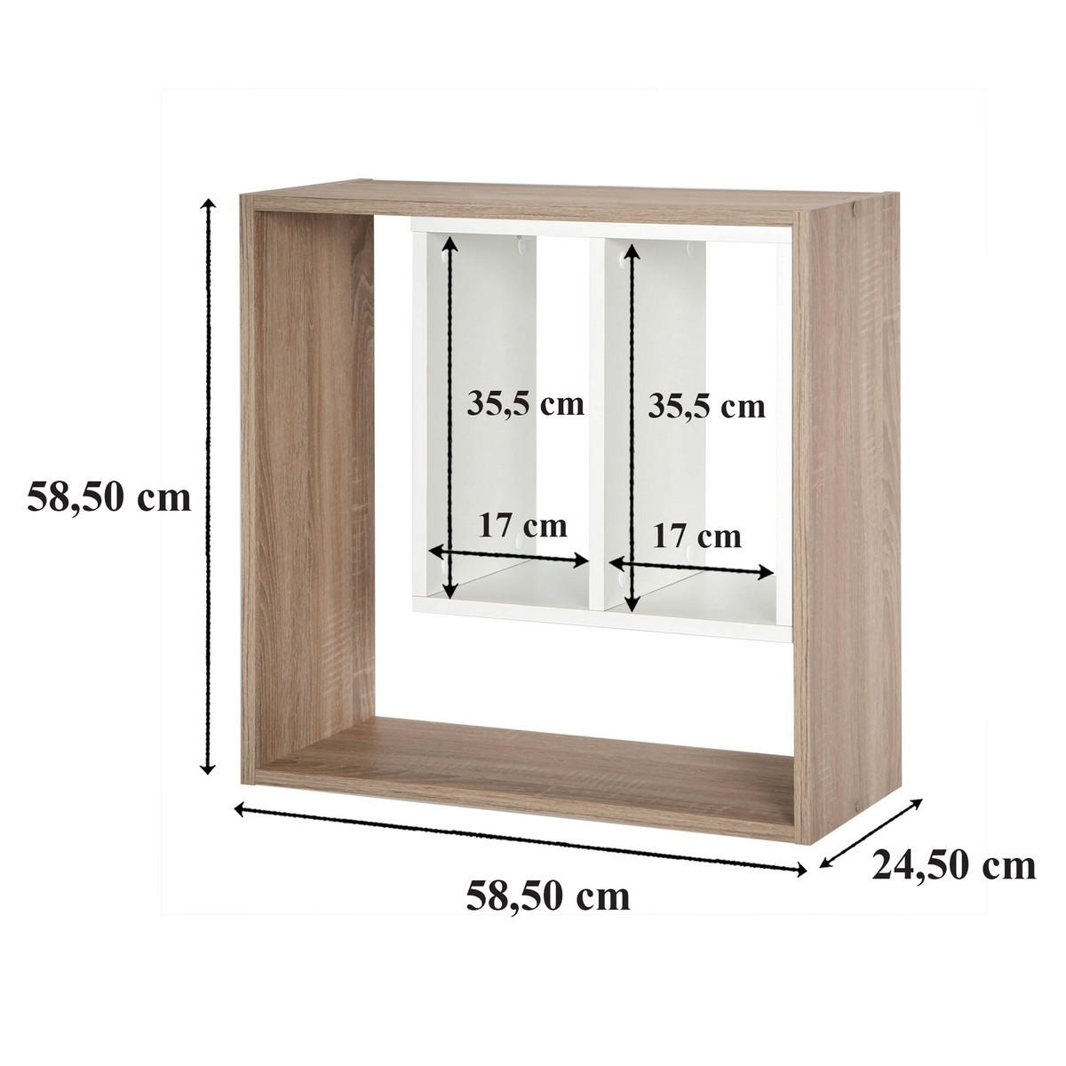 WANDREGAL mit Aufbewahrung Soest 3 - L58,3 x H 58,6 cm - Weiß, Holzwerkstoff (24.4/58.6/14.7cm) - Calicosy
