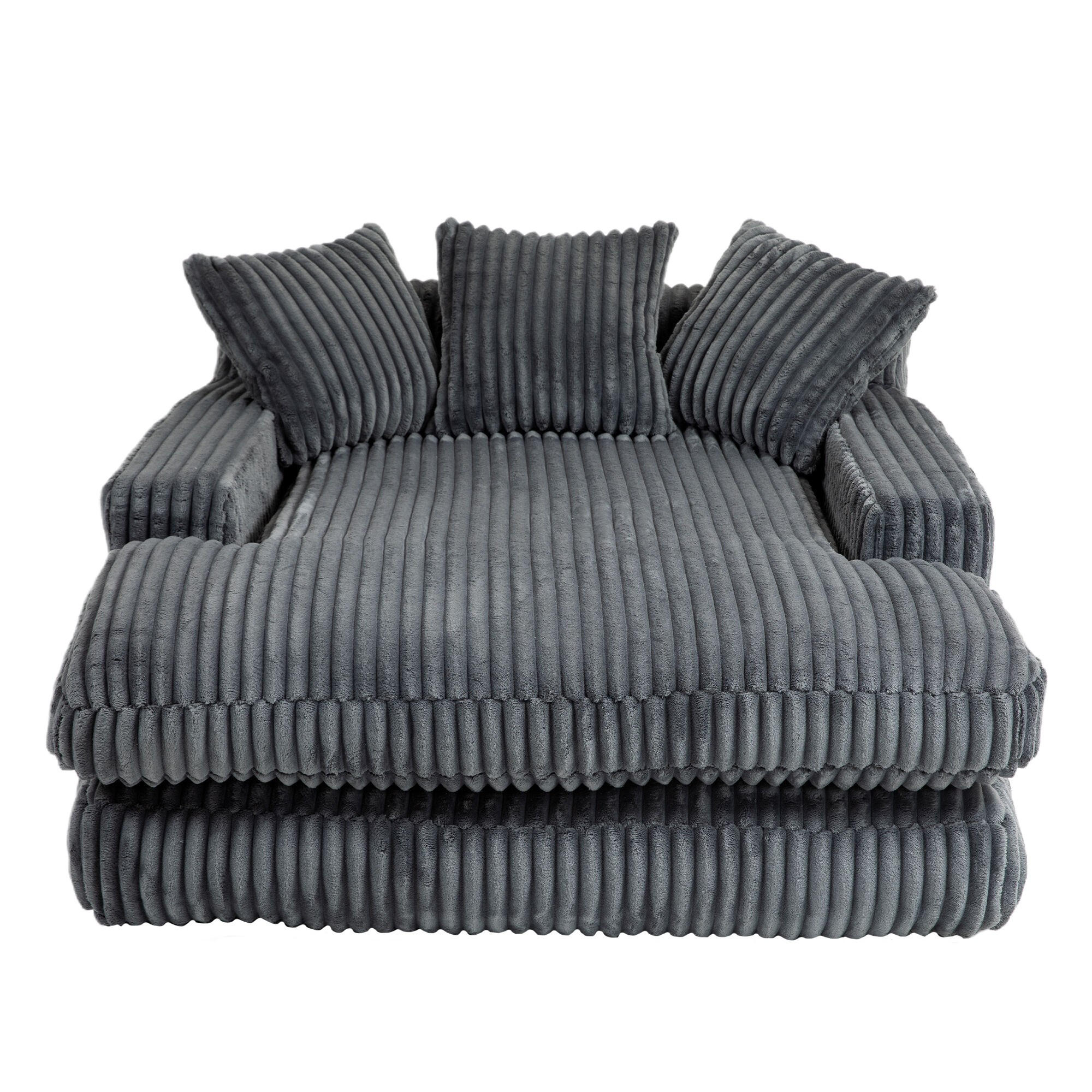 SCHLAFSOFA Relaxliege mit 3 Zierkissen,Lounge Sofa,Polstersofa,Cord,Dunkelgrau - Dunkelgrau, Textil (125/63/155cm) - LVHOM