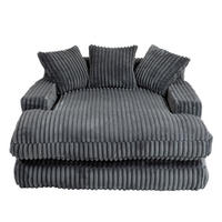 SCHLAFSOFA Relaxliege mit 3 Zierkissen,Lounge Sofa,Polstersofa,Cord,Dunkelgrau - Dunkelgrau, Textil (125/63/155cm) - LVHOM