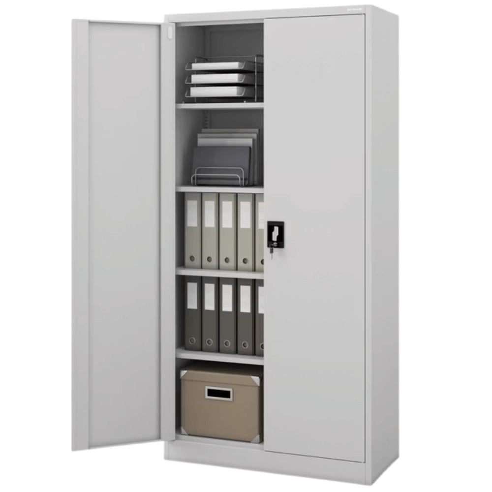 AKTENSCHRANK abschließbar KADO mit Flügeltüren 185x90x40cm Grau - Grau, Metall (90/185/40cm) - DELUKE