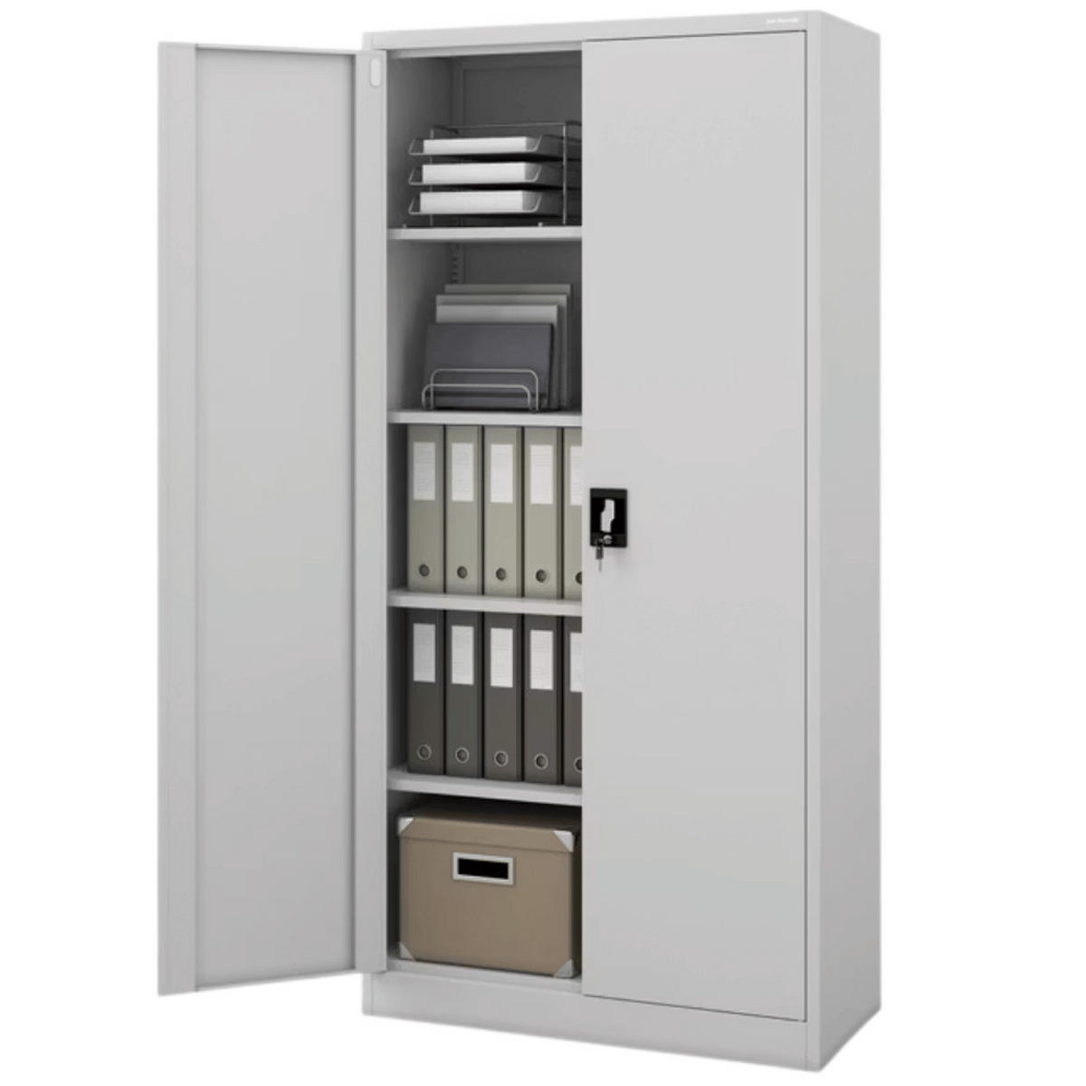AKTENSCHRANK abschließbar KADO mit Flügeltüren 185x90x40cm Grau - Grau, Metall (90/185/40cm) - DELUKE