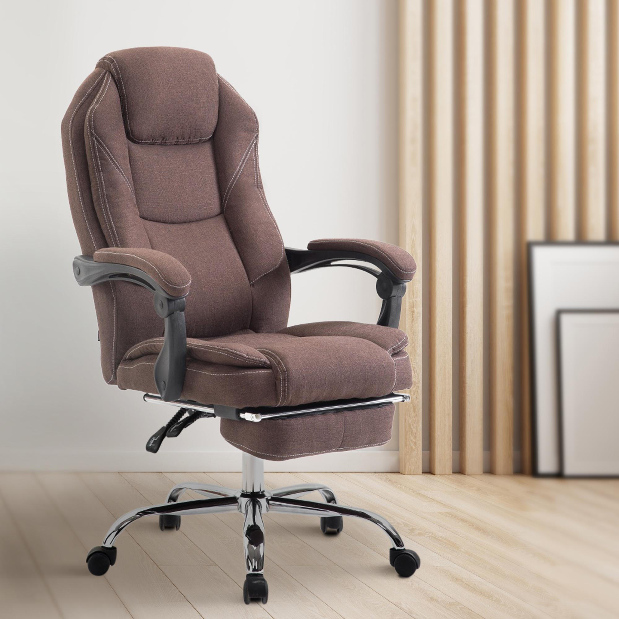 CHEFSESSEL Stoff Braun - Chromfarben/Braun, Textil/Metall (67/114/64cm) - CLP