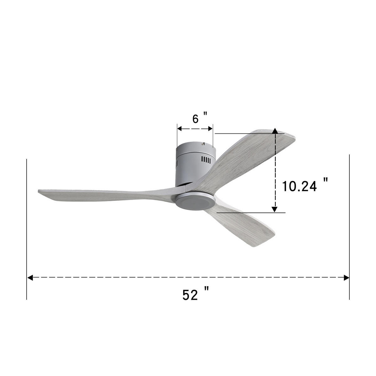 DECKENVENTILATOR DE-16313 52 Zoll mit 3 Holzflügeln & reversibel - Silberfarben, Holz/Metall (132/132/24.5cm) - ComfortXL