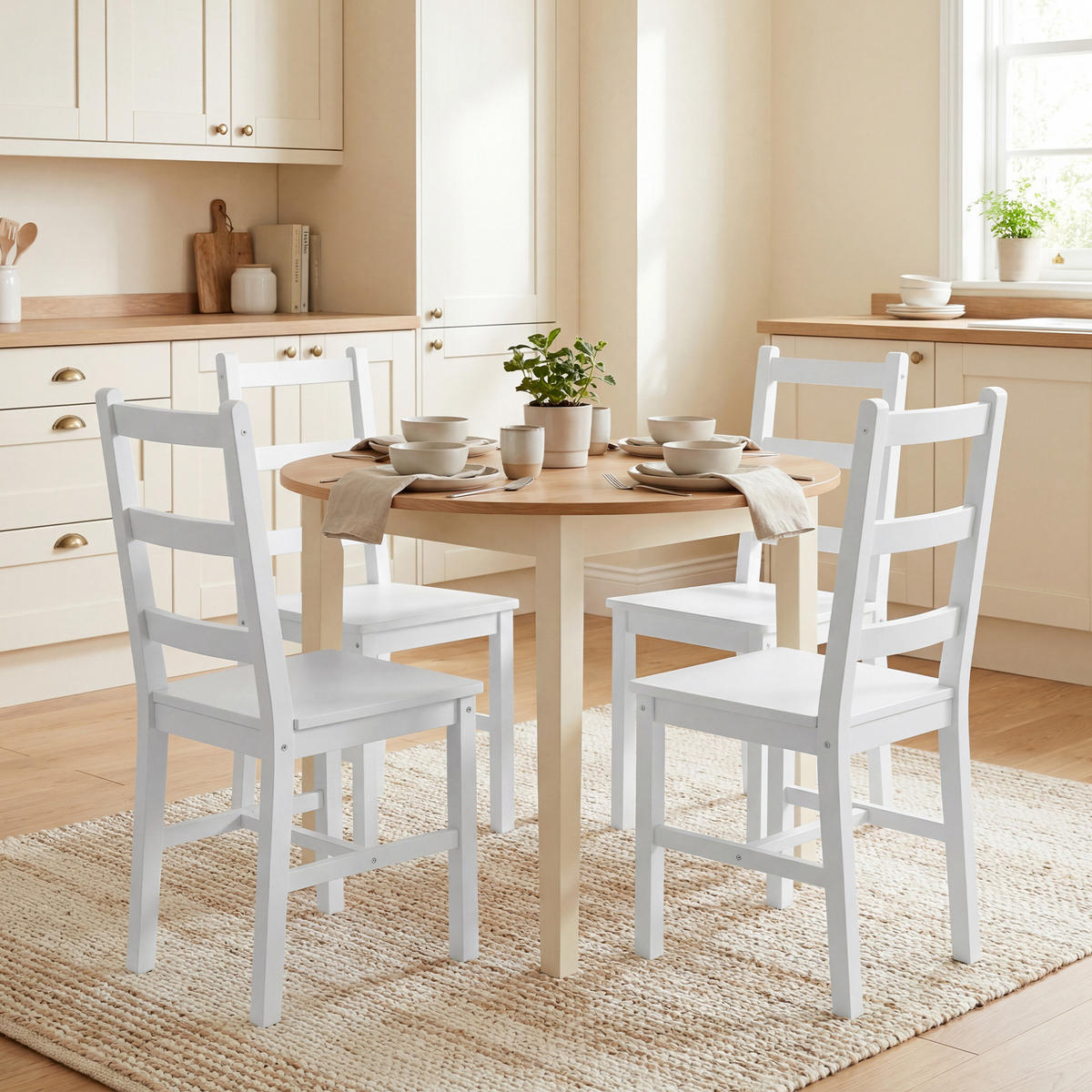 ESSZIMMERSTÜHLE 8er Set Kiefernholz Weiß - Weiß, Holz (41.5/90/46cm) - HOMCOM