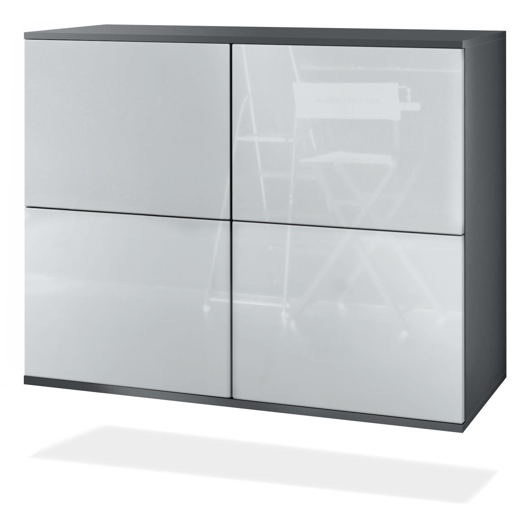 KOMMODE Rova Weiß Hochglanz - Weiß Hochglanz, Holzwerkstoff (92.5/73.5/35cm) - Vladon