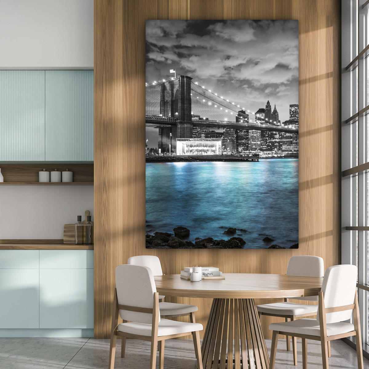 SLIKA NA PLATNU New York 90x140 cm - modrosiva, tekstil (90/140cm) - MuchoWow