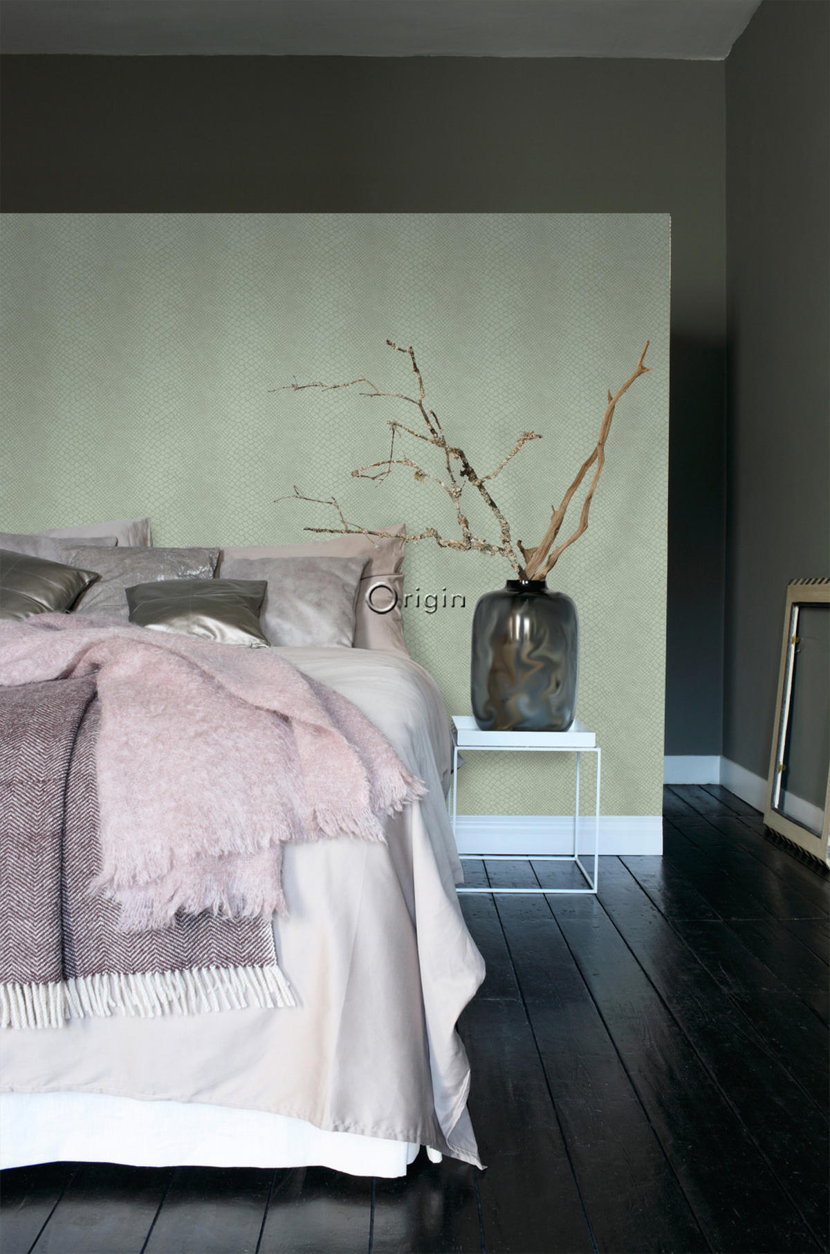 TAPETE Schlangenhaut-Motiv 53 cm x 10.05 m - Grün, Papier (53/1000cm) - Origin Wallcoverings