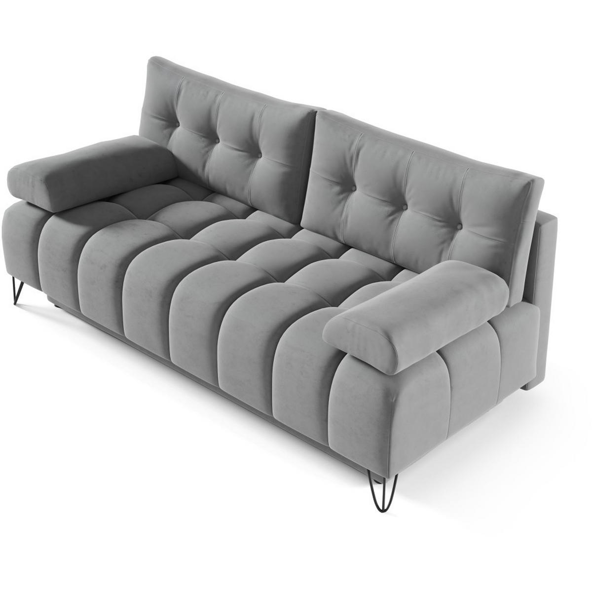 SCHLAFSOFA Bergen im Veloursstoff, Grau - Schwarz/Grau, Textil (197/93/100cm) - Beautysofa