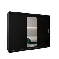 SCHWEBETÜRENSCHRANK 200/250/62 3-türig - Silberfarben/Schwarz, Holz/Kunststoff (250/200/62cm) - MÖBEL KRYSPOL