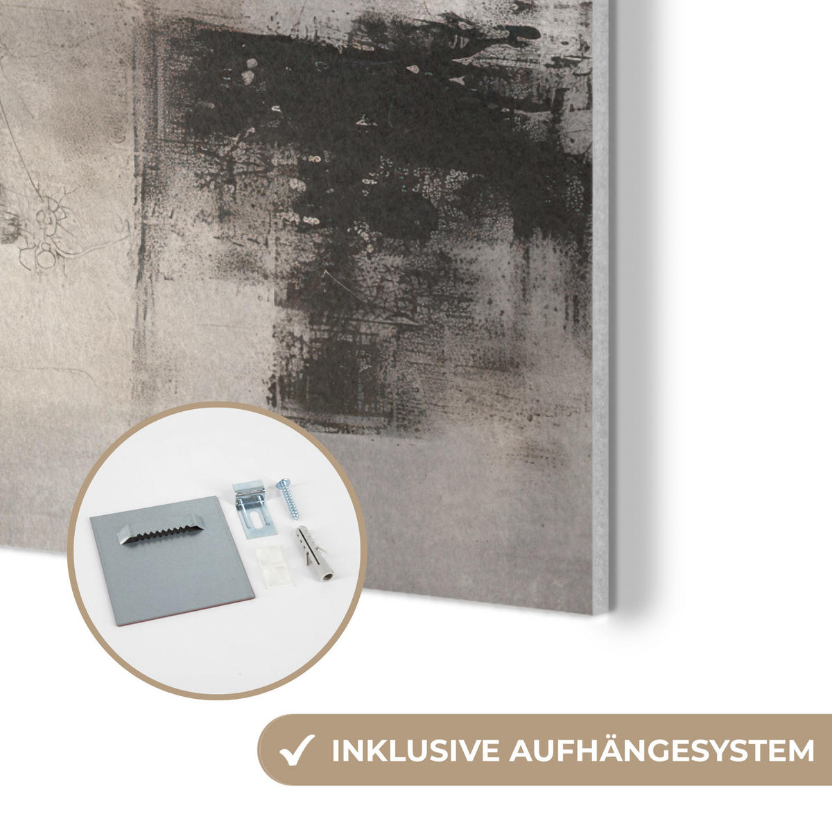 AKUSTIKPANEEL Abstrakt - Kunst - Grau 80x60 cm - Hellgrau, Textil (80/0.9/60cm) - MuchoWow