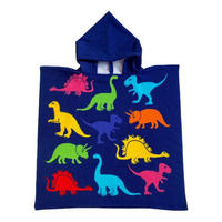 MIKROFASER PONCHO für Kinder Dino 60x120 250 g/m² marineblau - Blau, Textil (Einheitsgrößenull) - LE COMPTOIR DE LA PLAGE