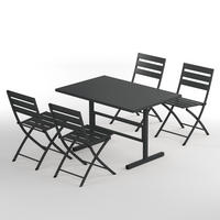 GARTENESSGRUPPE - 5-teilig - Stahl - Salbei - Anthrazit, Metall - home24