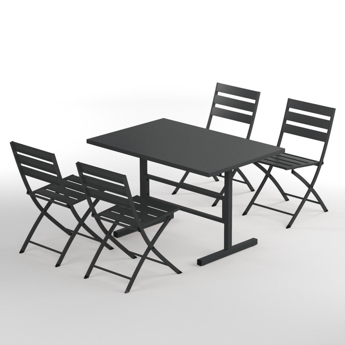 GARTENESSGRUPPE - 5-teilig - Stahl - Salbei - Anthrazit, Metall - home24