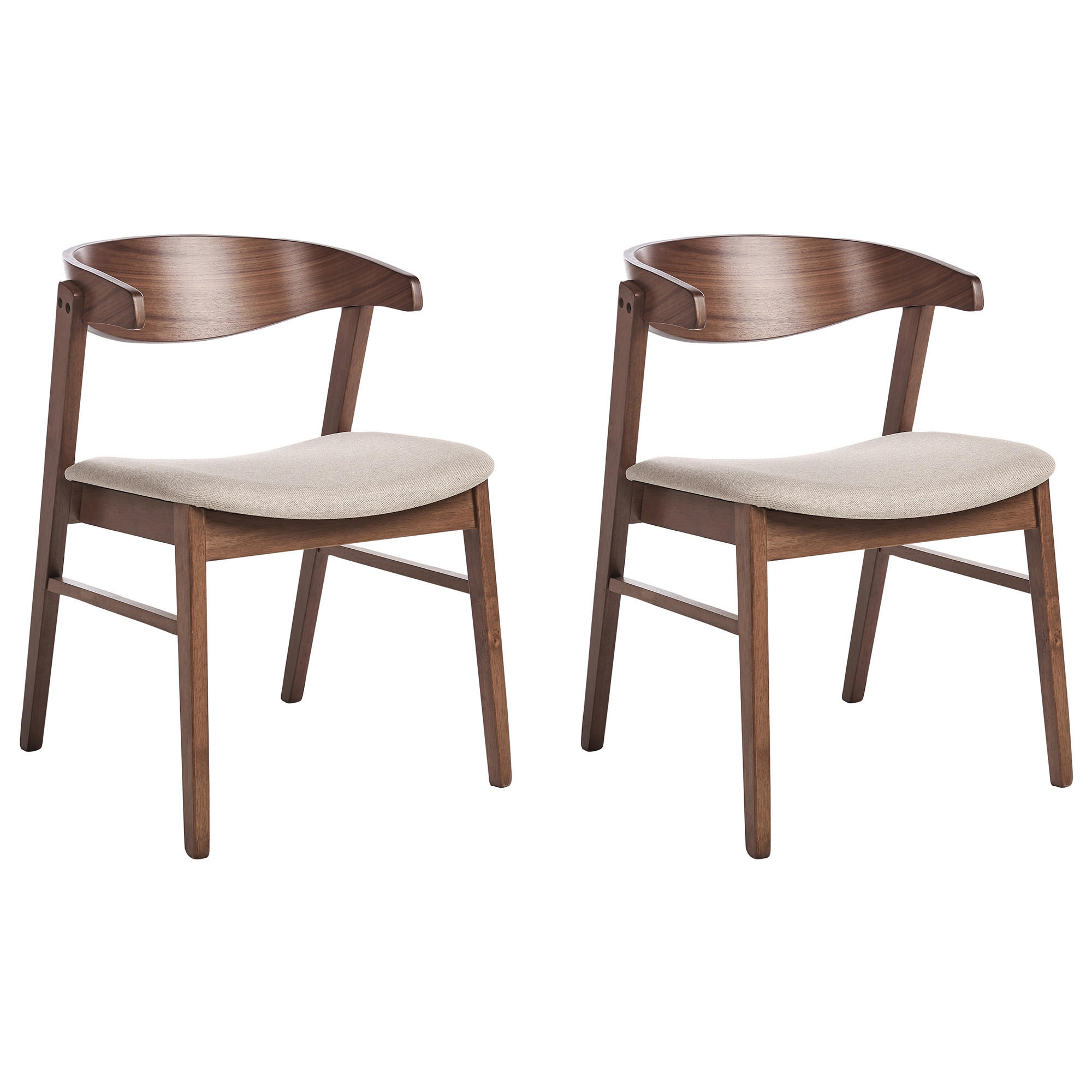 ESSZIMMERSTUHL 2er-Set Dunkelbraun Lilly - Beige/Dunkelbraun, Textil (49/73/59cm) - Beliani