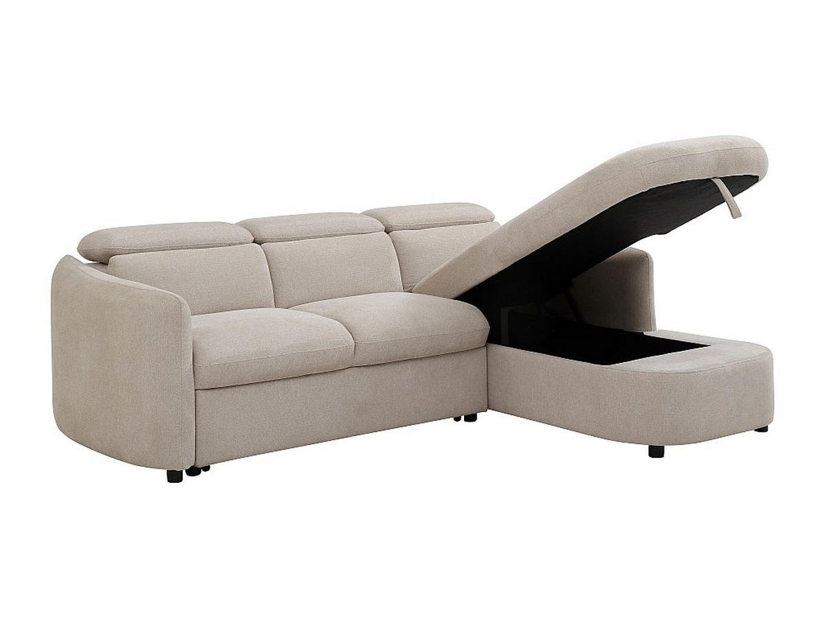 ECKSOFA - Ecke rechts - Schlafsofa - Stoff - Beige - RAVIELA - Beige, Textil (186/238cm) - Vente-Unique