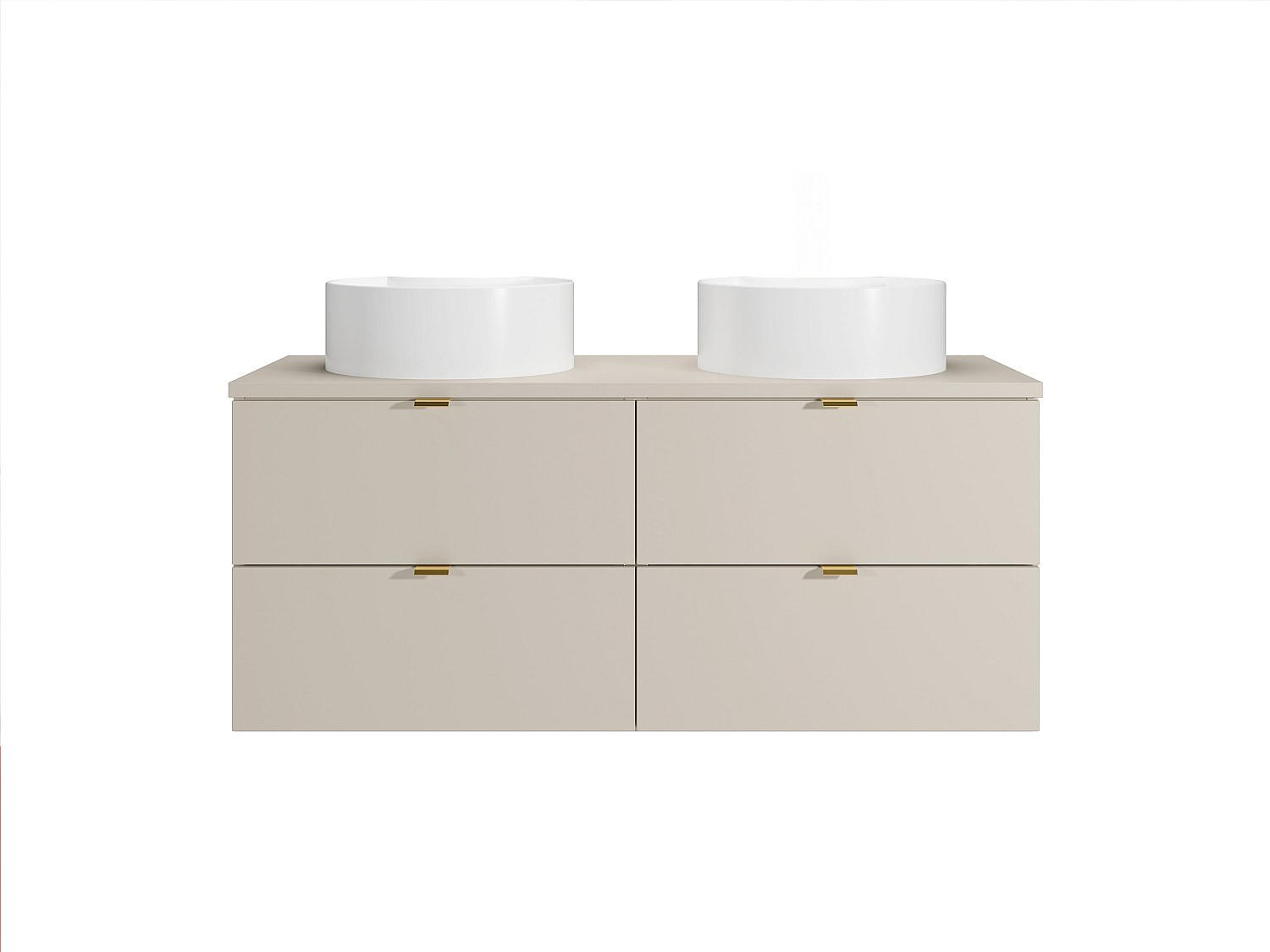 DOPPELWASCHTISCH - 120 cm x 46 cm - holz - beige Lavena - Weiß, Holz (120/50/46cm) - Vente-Unique