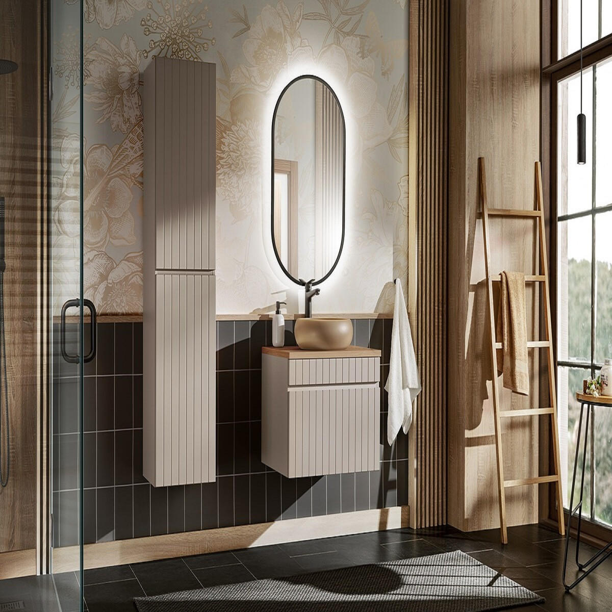 Milaros Markt Badmöbel-Set Kaschmir, Eiche Artisan 60x160x46 cm