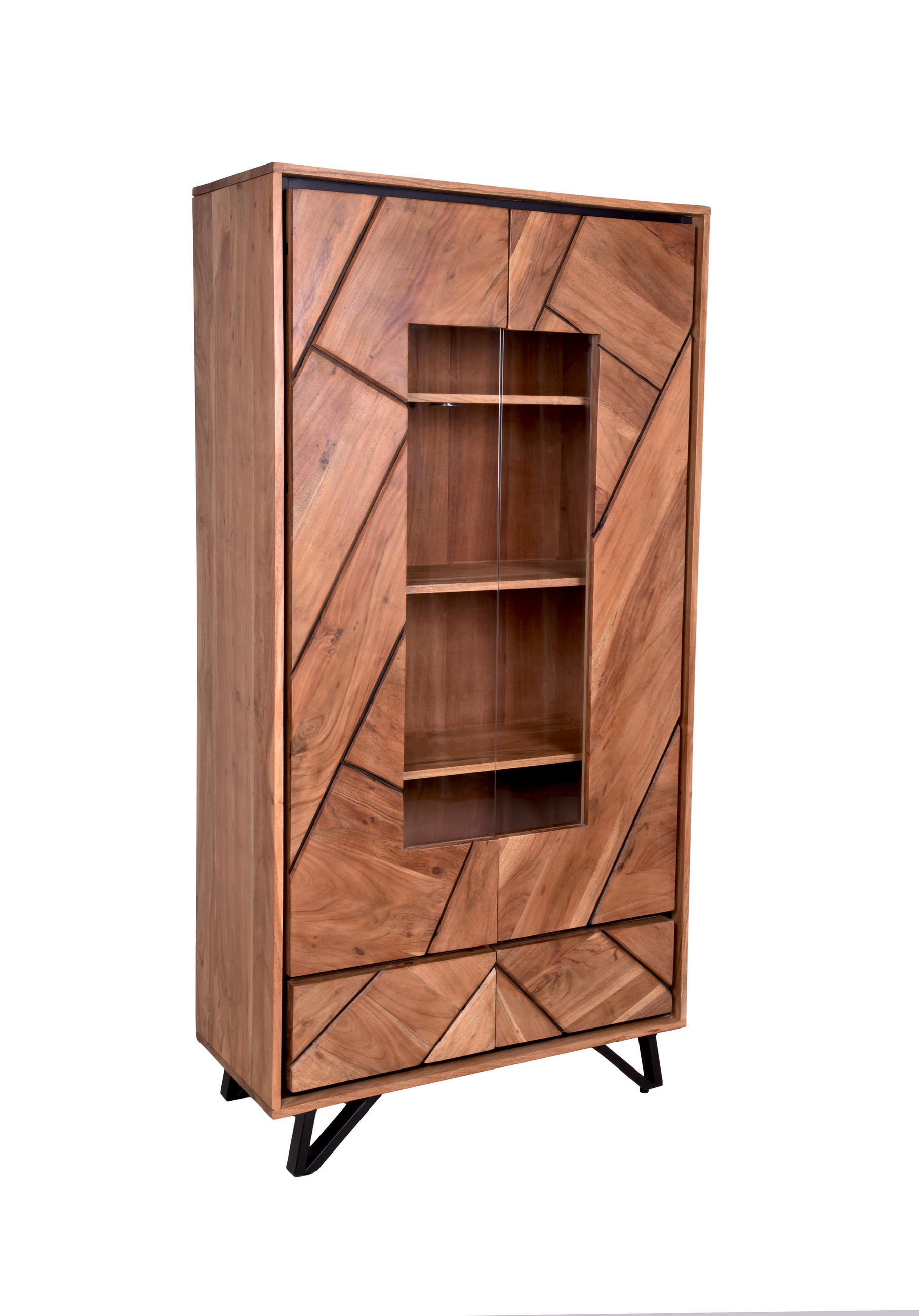 SCHRANK Ebba Offene Front Akazienbraun 180x40x90cm - Akaziefarben, Holz (90/180/40cm) - DELUKE